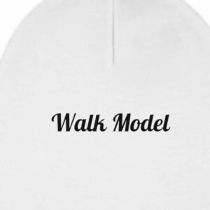 Walk Model Signature Knit Beanie – Unisex White Winter Skull Cap