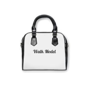Walk Model Structured Dome Satchel Handbag – White & Black Top-Handle Purse