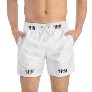 Walk Model Men's Quick-Dry Athletic Lounge & Swim Shorts – White Drawstring Shorts