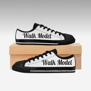 Walk Model Two-Tone Low-Top Canvas Sneakers – White Uppers with Black Toe Cap & Sole