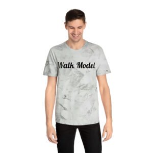 Walk Model Unisex Marble Tie-Dye T-Shirt – Grey & White Acid-Wash Graphic Crewneck Tee
