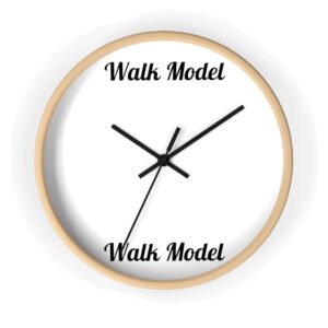 Walk Model Minimalist Wooden Frame Wall Clock – 10-Inch Silent Quartz Round Clock