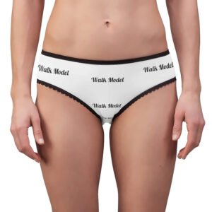 Walk Model Women's Picot-Trim Bikini Brief Panties – Soft White Stretch Cotton Underwear