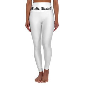 Walk Model Women's High-Waisted Athletic Leggings – Full-Length White Yoga & Workout Tights
